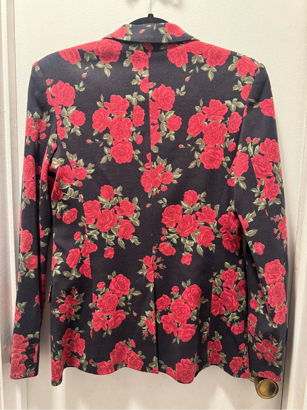 Moschino Women’s Black Blazer with Red Rose Print - Picture 4 of 4